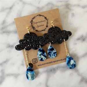 Inspirations Lenara Black Glitter Rain Cloud Earrings